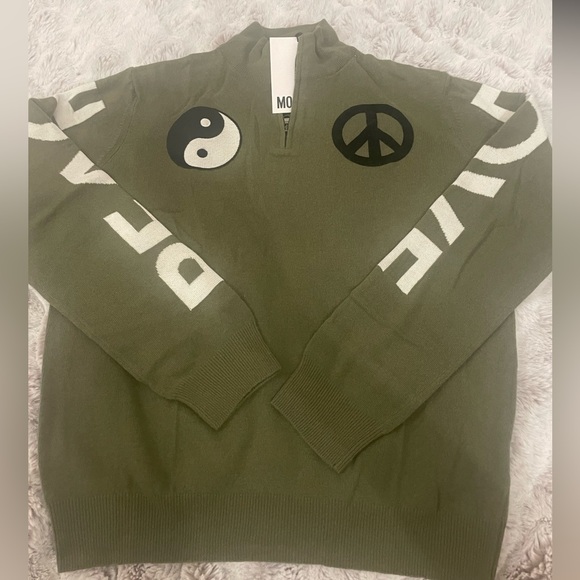 Love Moschino Mens Love Peace Green Sweater Sz L - Picture 4 of 8